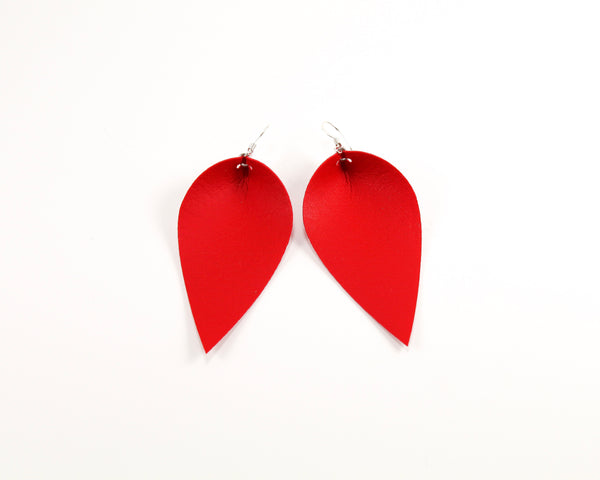 Firecracker Red Pinched Feather Earrings