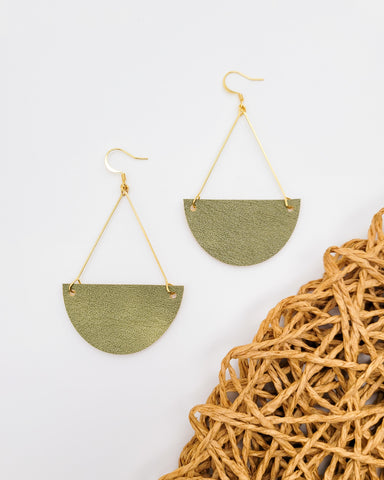 Olive Green Triangle Drop Earrings