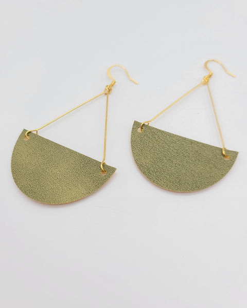 Olive Green Triangle Drop Earrings