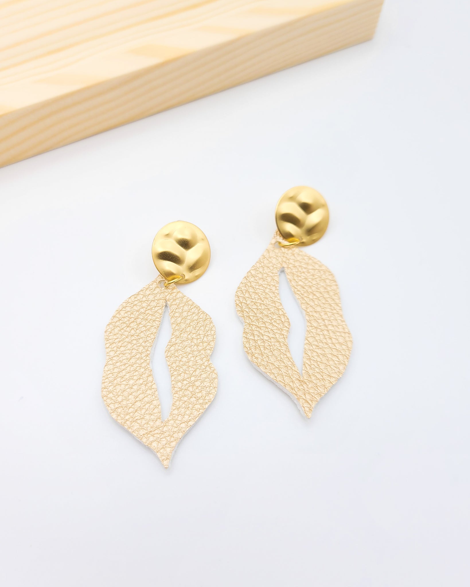 Gold Lip Earrings  on Gold Posts