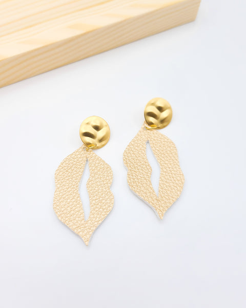 Gold Lip Earrings  on Gold Posts