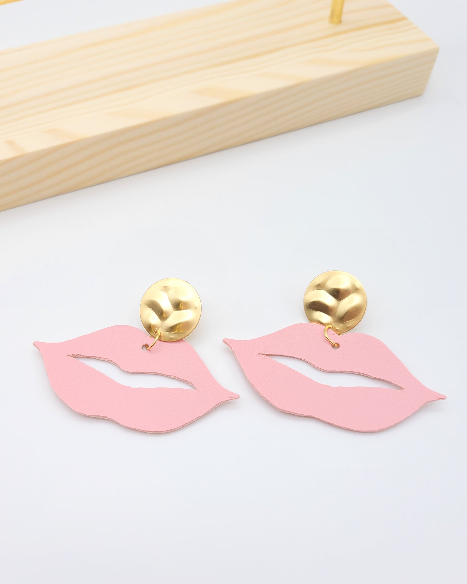 Blush Pink Lip Earrings on Gold Posts