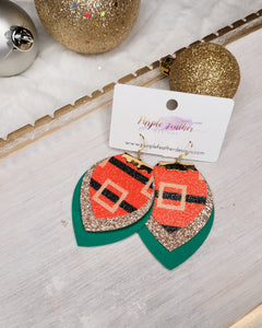 Glitter Christmas Earrings Santa's Belt, Candy Cane, Christmas Trees