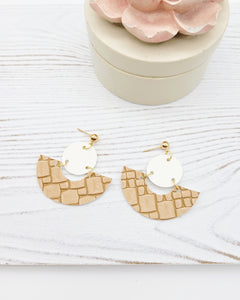 White and Sand Stone Fan Earrings
