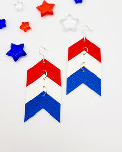 Red, White and Blue Chevron Earrings