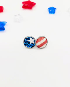 Stars and Stripes Leather Stud Earrings