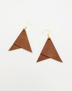 Genuine Leather Layered Triangle Earrings