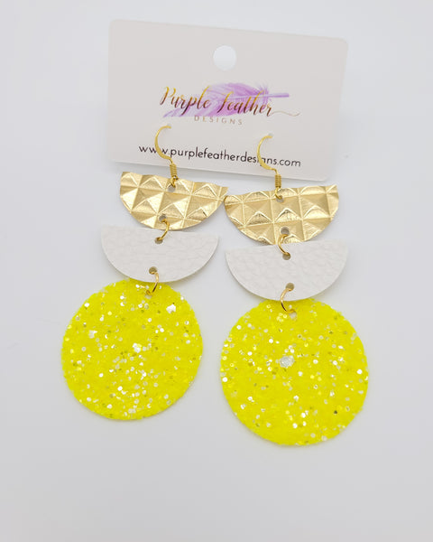 Yellow Highlighter Geo Stack Earrings