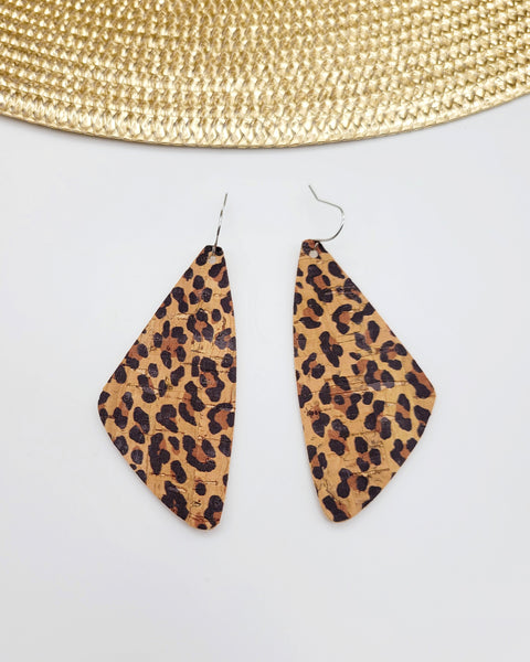 Leopard Cork Wedge Earrings