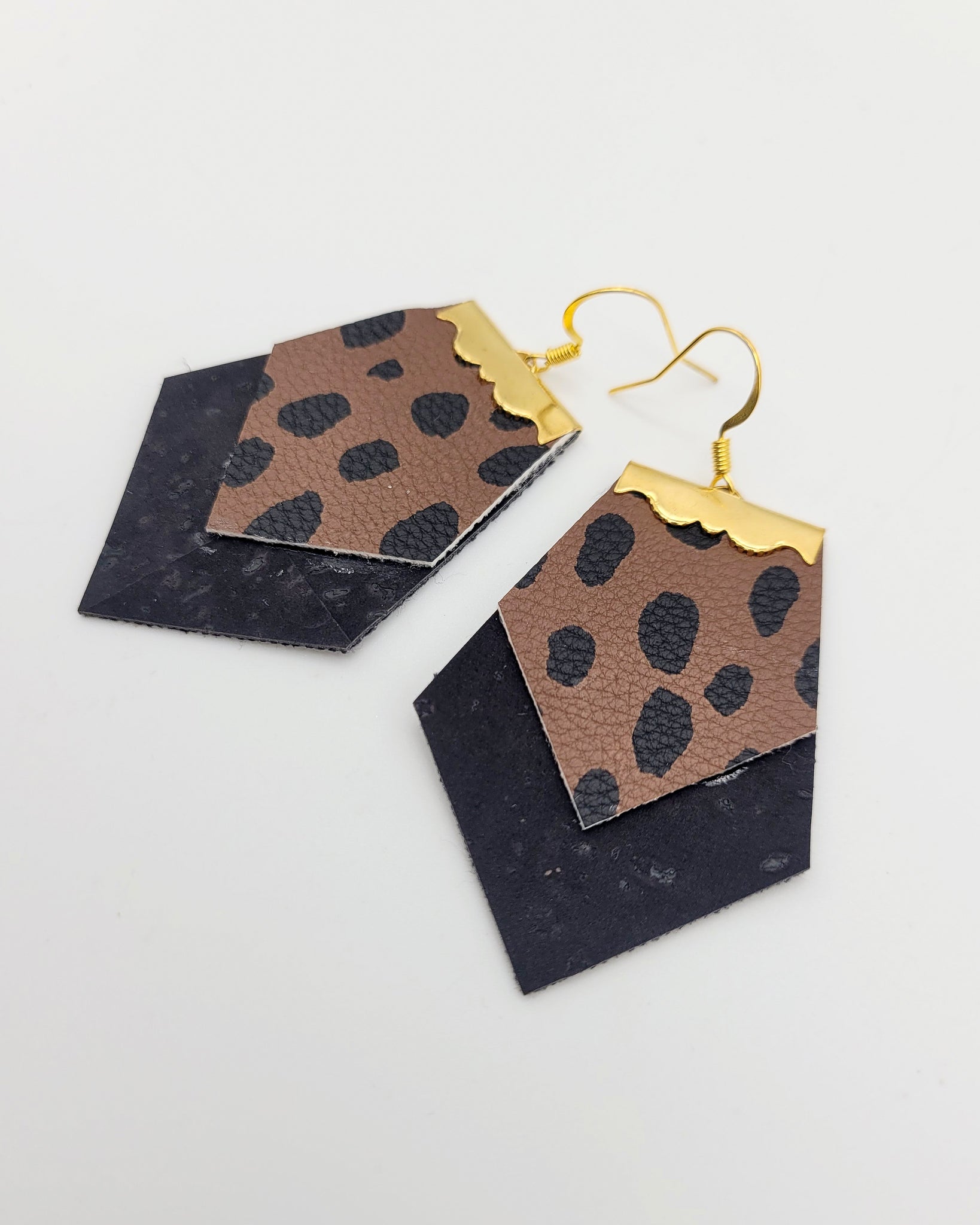 Brown and Black Spotted Clamped Earrings
