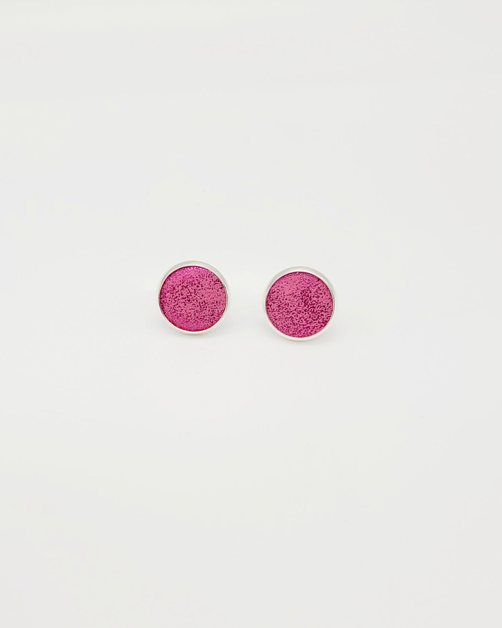 Shiny and Bright Pink Stud Earrings