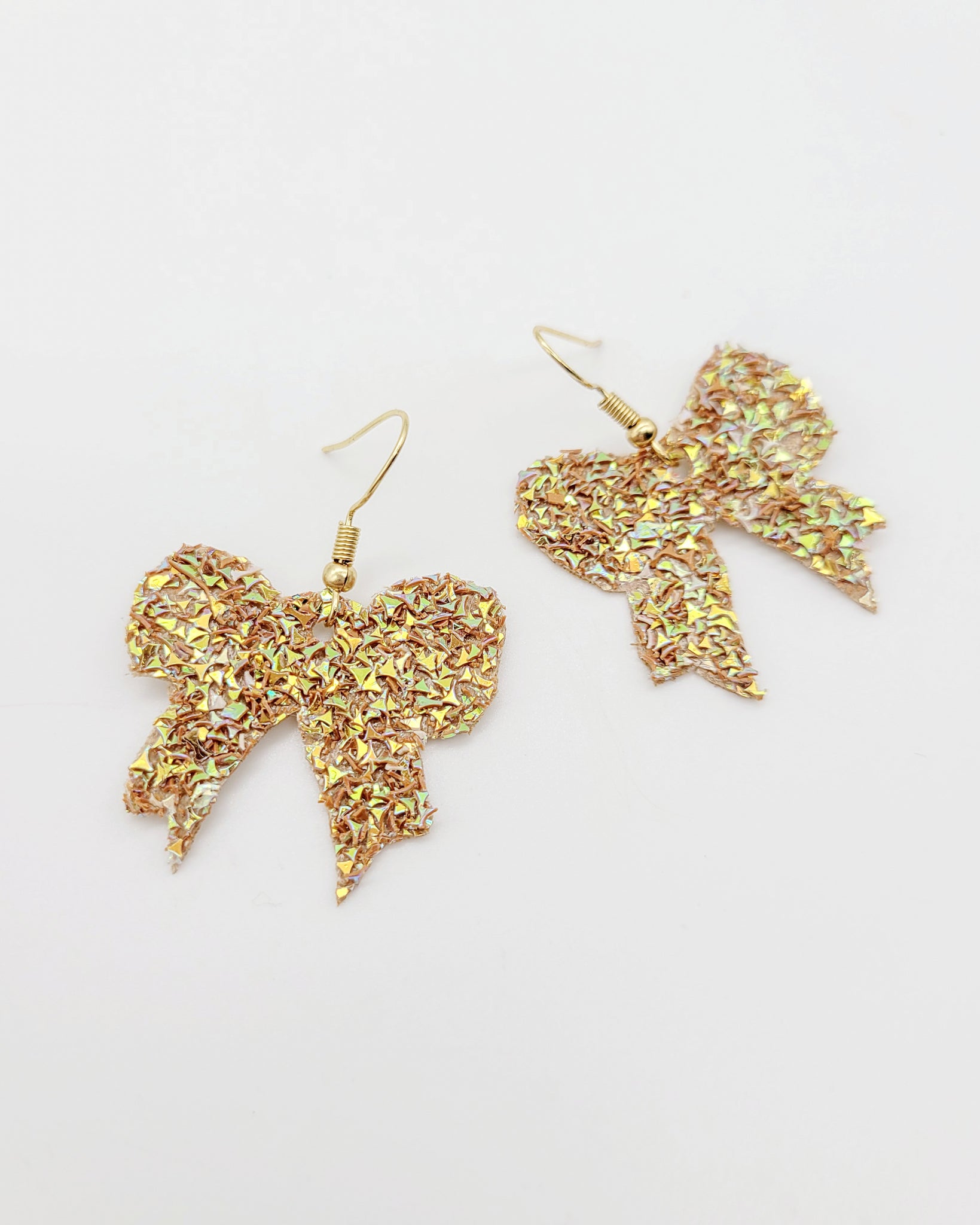 Gold Glitter Bow Earrings