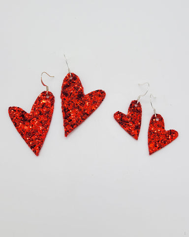 Lovestruck Red Glitter Heart Earrings