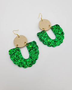 St. Patricks Green Glitter and Gold Sophie Earrings