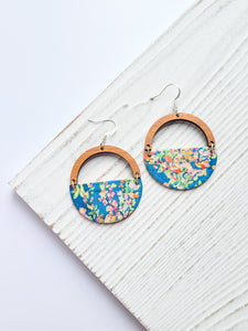 Maui Gardens Wood and Leather Disc Earrings