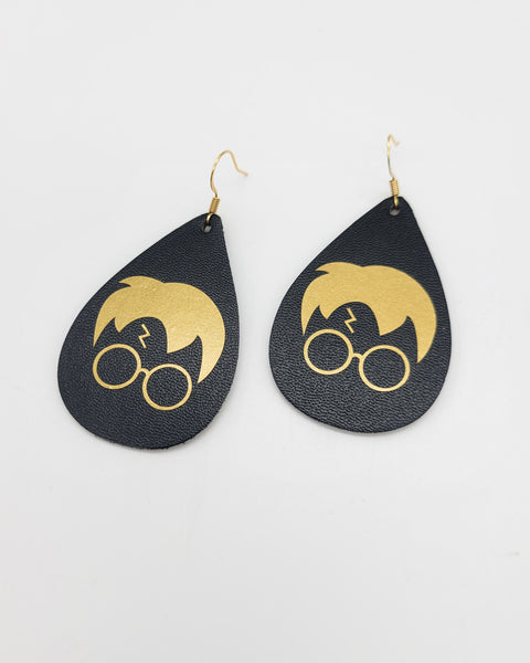 Gold and Black Harry Potter Head Earrings