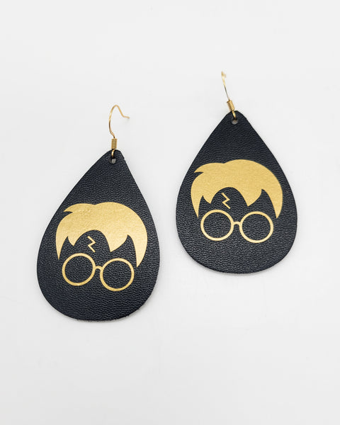 Gold and Black Harry Potter Head Earrings