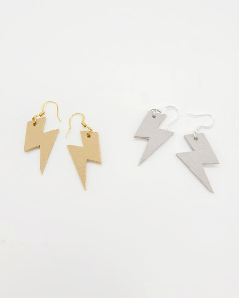 Gold or Silver Lightning Bolt Dangle Earrings