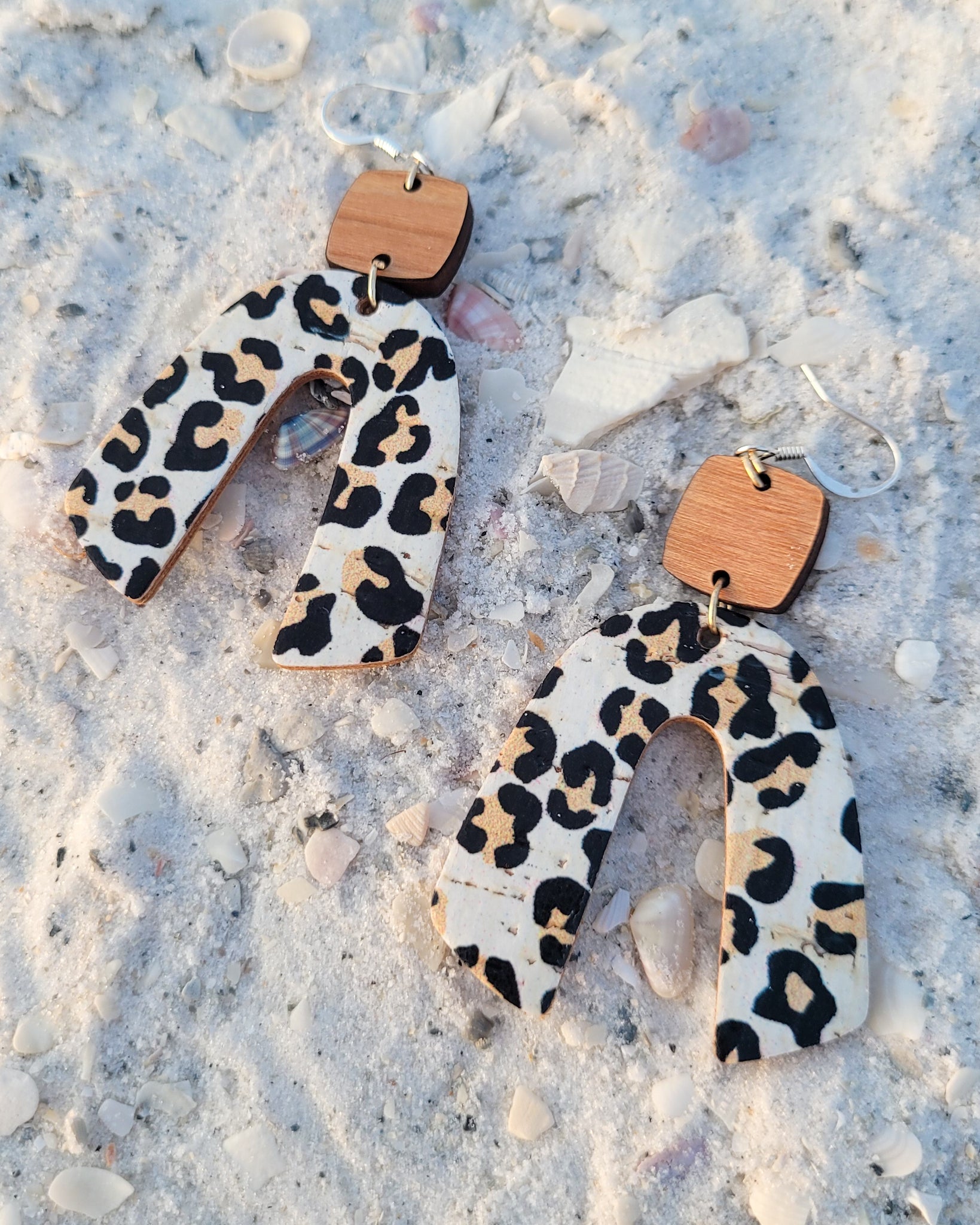 Genuine Leather Backed Leopard Cork Beaus with Wood