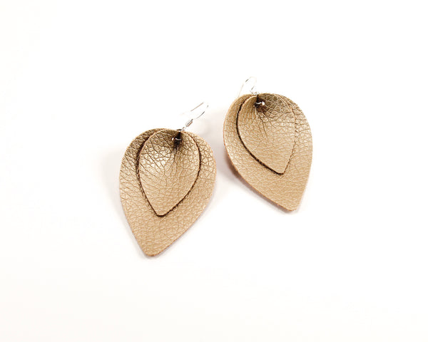 Soft Gold Layered Pinched Petal Earrings