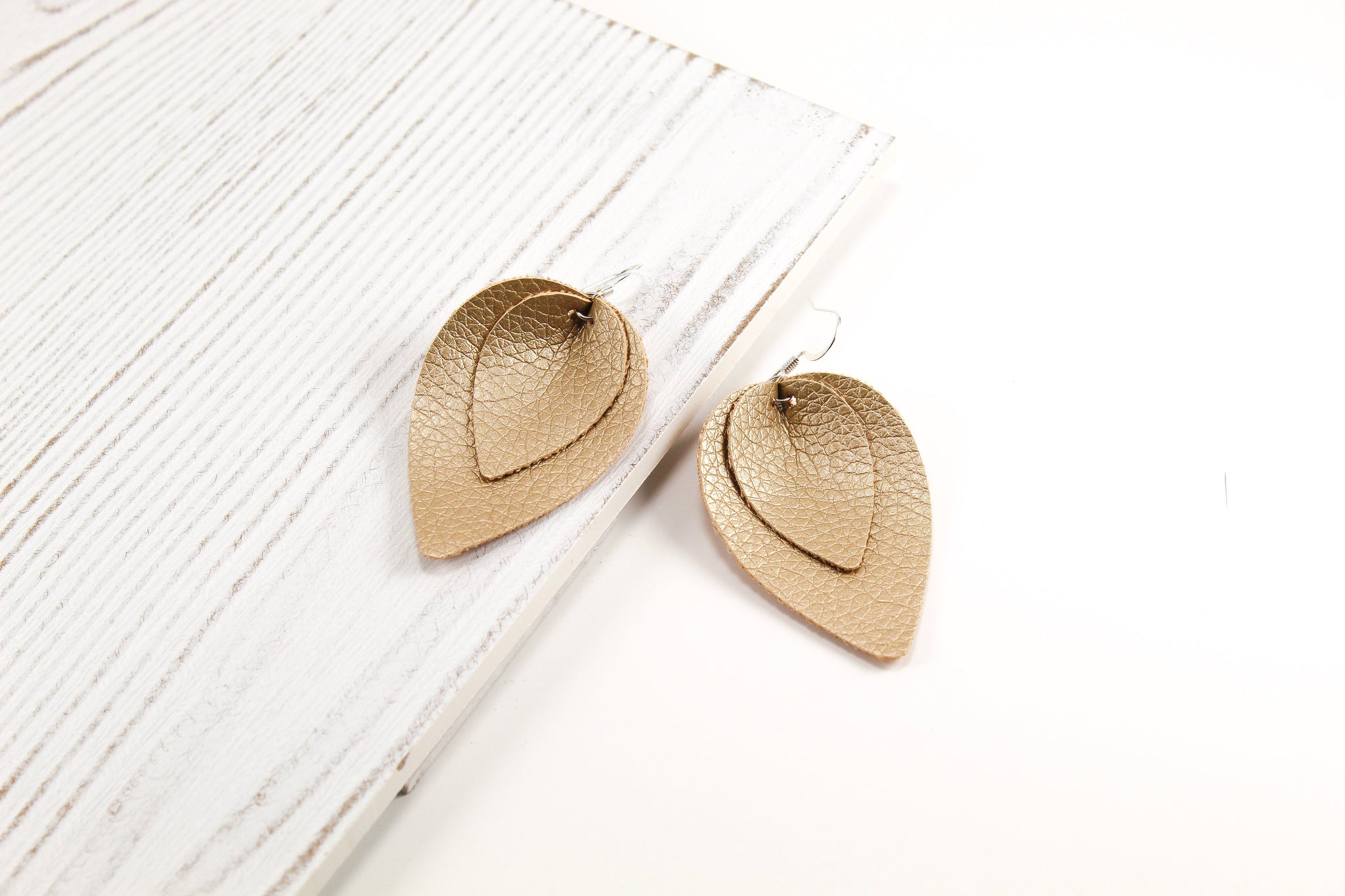 Soft Gold Layered Pinched Petal Earrings