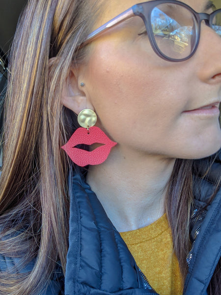 Open Red Lips Post Earrings