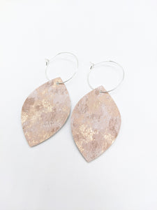 Rose Gold Marble Leaf Hoop Earrings