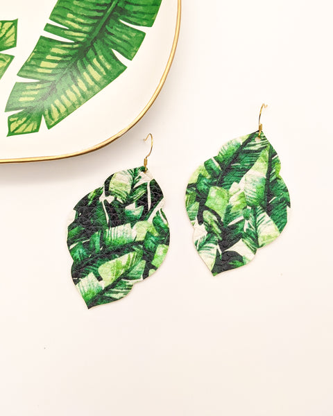 Green Palm Leaf Moroccan Earrings