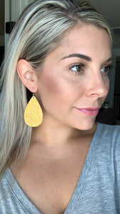 Yellow Glitter Teardrop Earrings