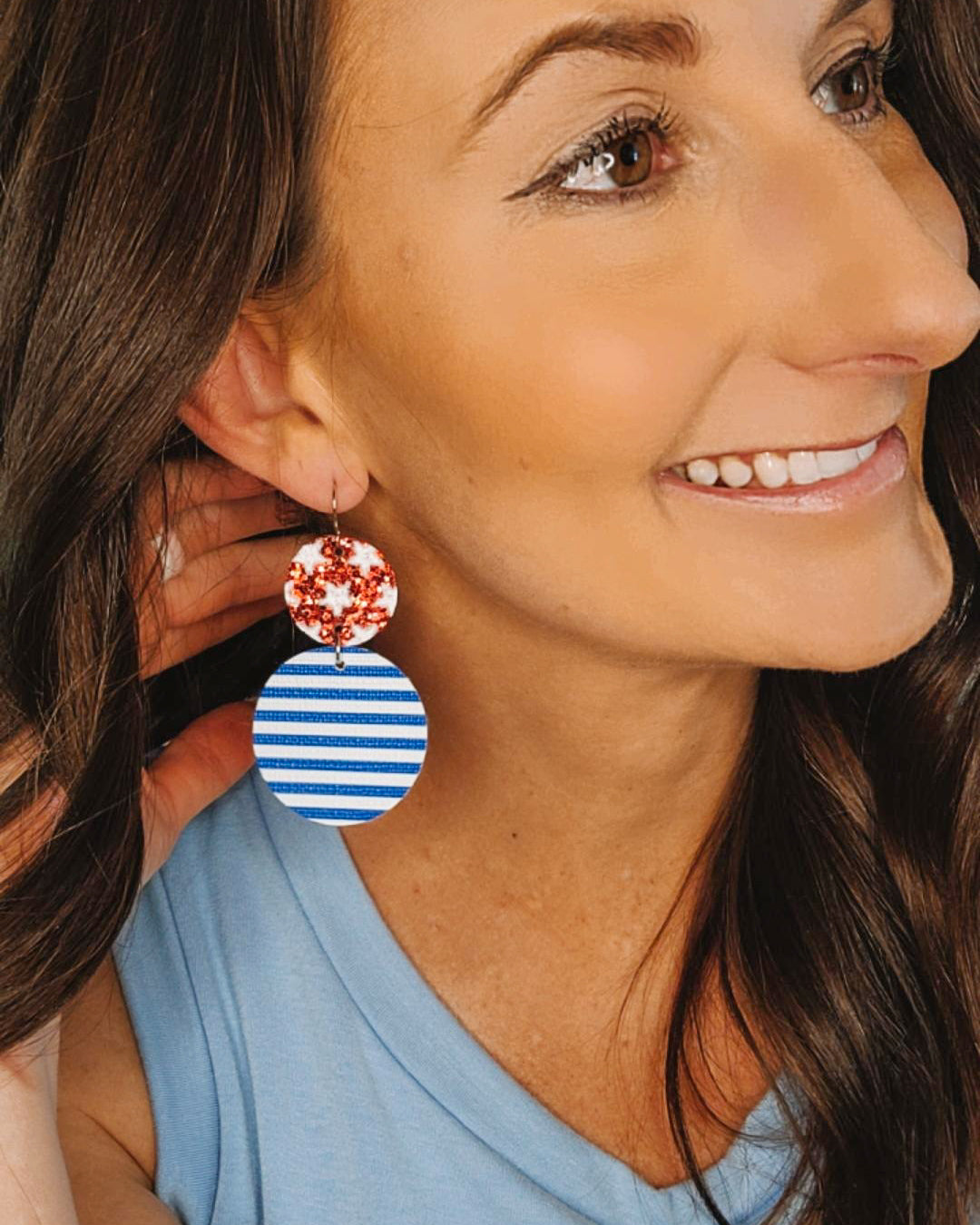 Stars and Stripes Disc Drop Earrings