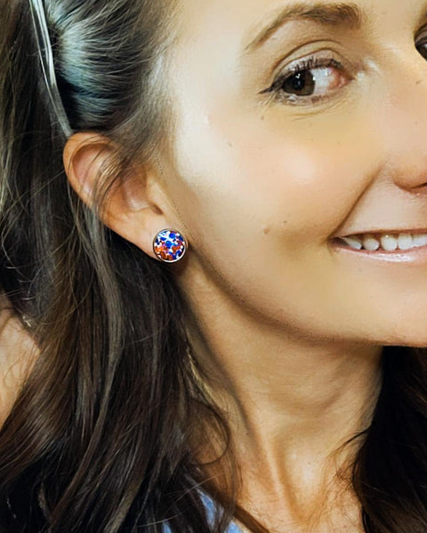 Red, White and Blue Glitter Stud Earrings