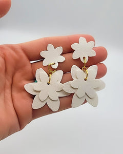 White Floral Post Earrings