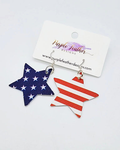 Stars and Stripes Star Shaped Earrings