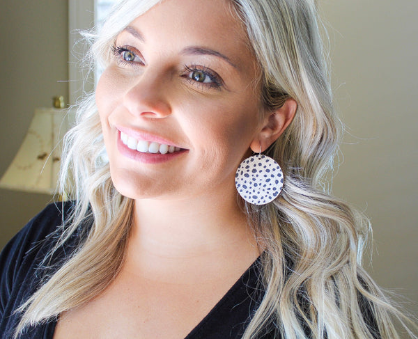 Spotted Dalmatian Print Cork Earrings