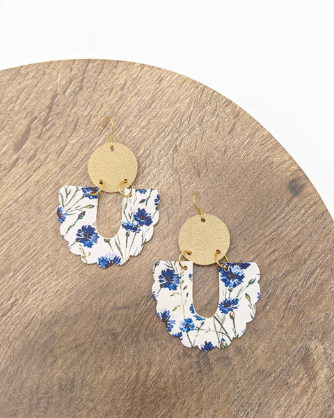 Sophie Earrings in Blue Floral & Champagne