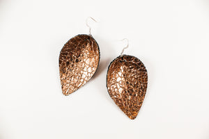 Crackle Rose Gold Pinched Petal Earrings