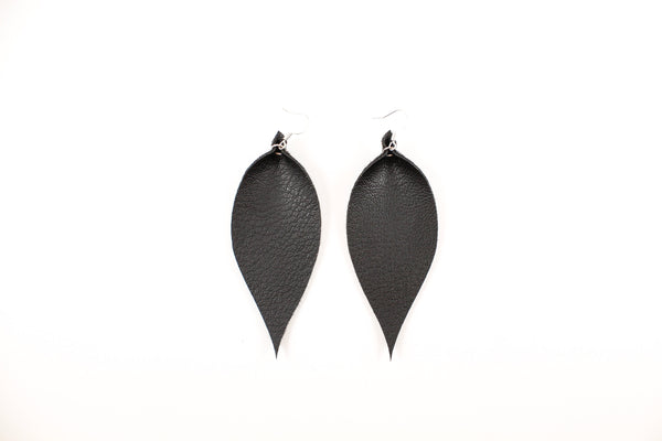 Black Pinched Feather Earrings