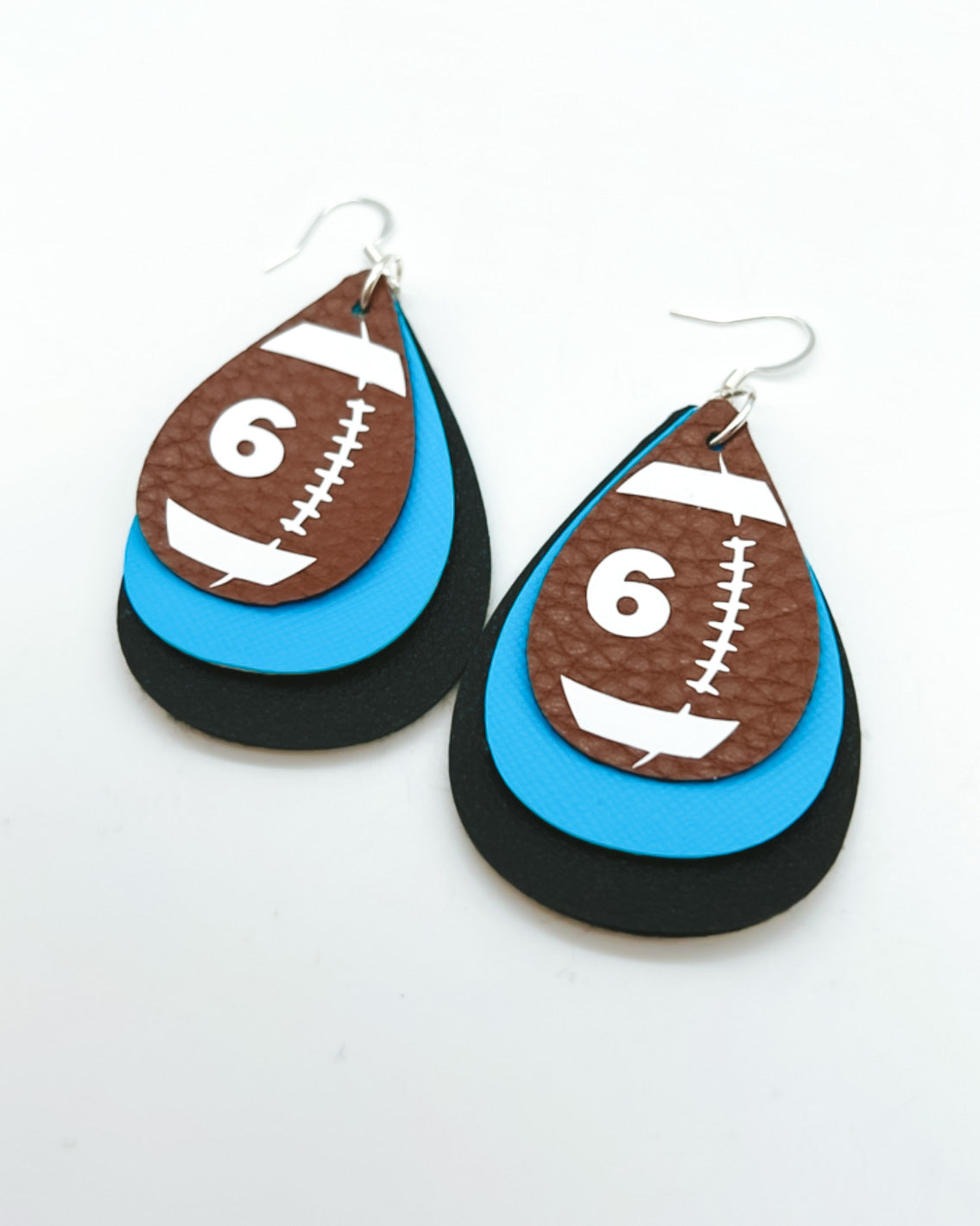 Madison Tyler Football Dangle Earrings for Women | 'I Love Football' Cutout Heart Earrings | Game Day Jersey Earring | 'Love' with Helmet Cutout